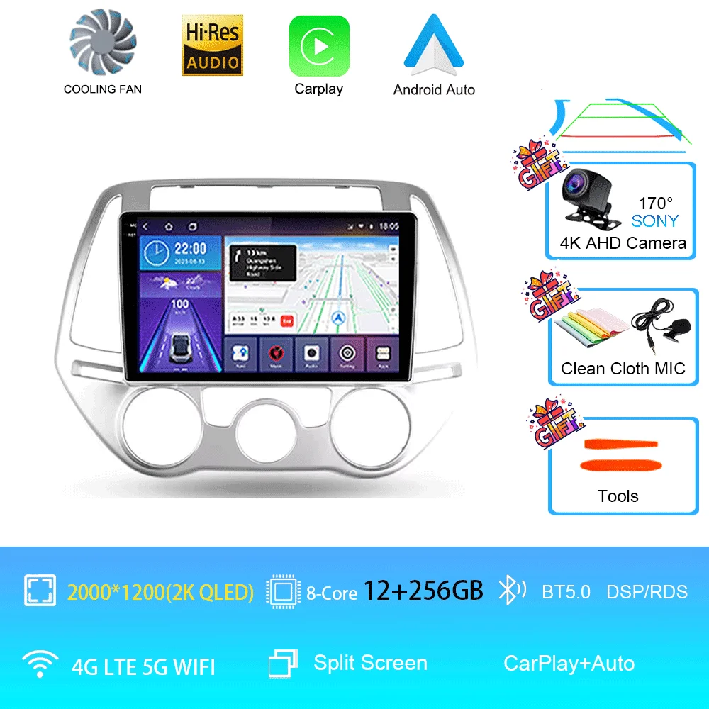 Android 16 Carplay Auto Multimedia Speler Autoradio voor Hyundai I20 2010 2012 2013 2014 DSP Autoradio GPS Stereo 2din Head Unit