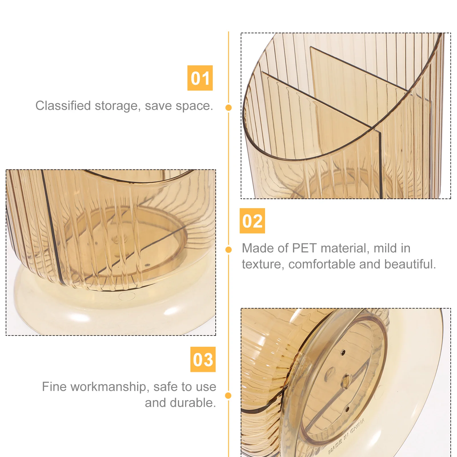 

Multifunctional 3-Grid Storage Box Organizer Pen Holder for Home Office Pen Cups for Desk Makeup Organizer