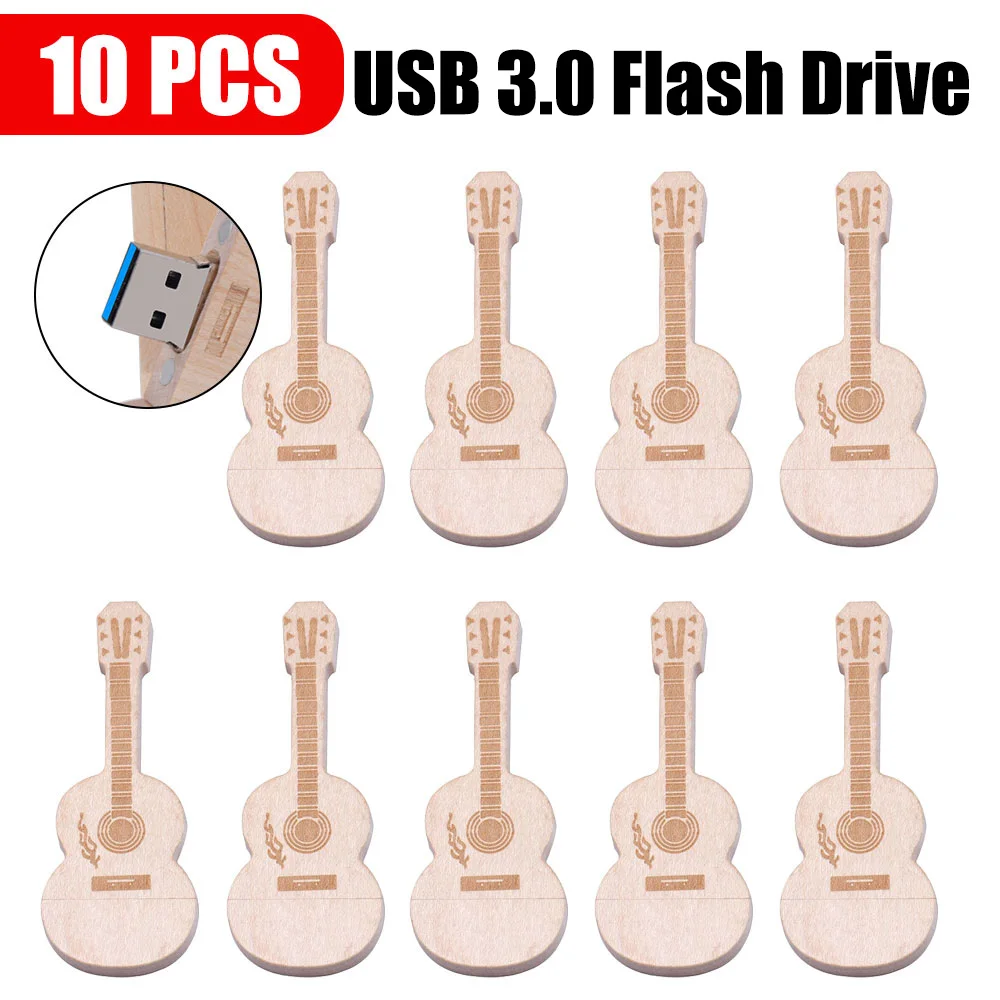 10pcs/lot wooden usb flash drive3.0 Guitar pen drive 8GB 16GB 32GB memoria stick 64GB 128GB free logo pendrive usb gifts флешка