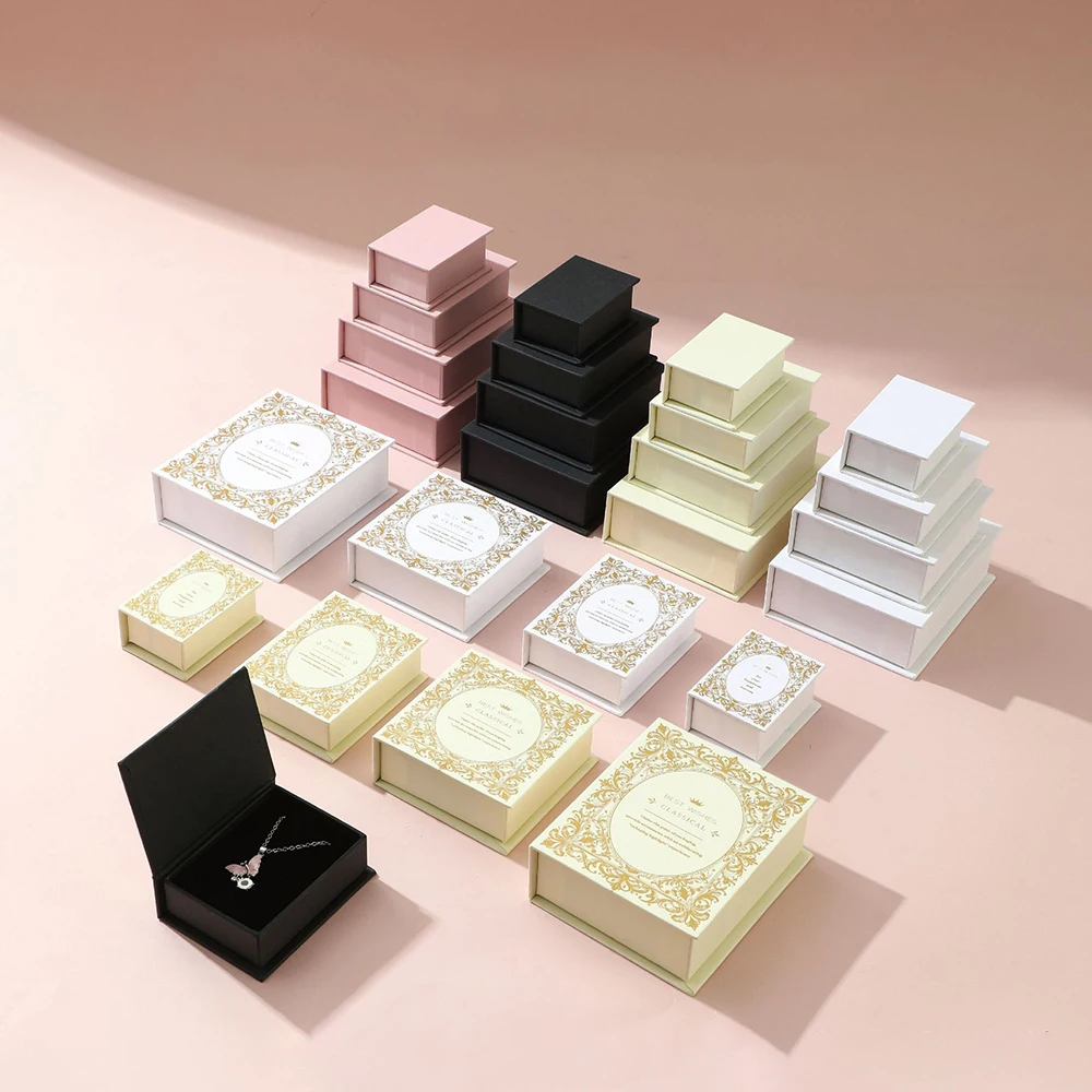 Book-Shaped Jewelry Box Paper Flip-Top Jewelry Box Magnetic Jewelry Box Creative For Vanity Gift Travel