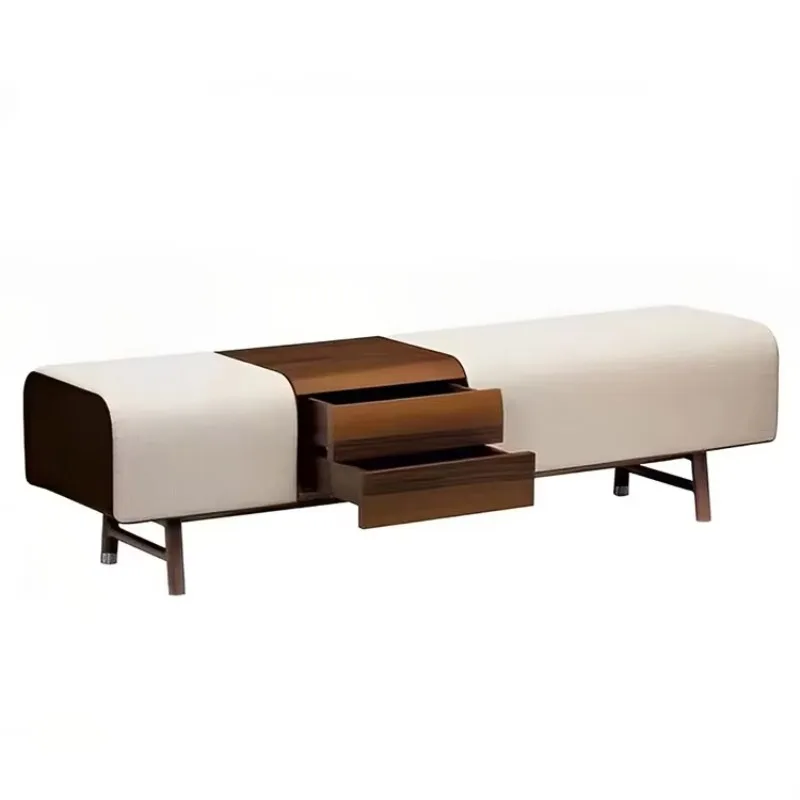 

Lightweight luxury Italian leather//*6 simple modern solid wood bedroom hotel living room apartment storage stool