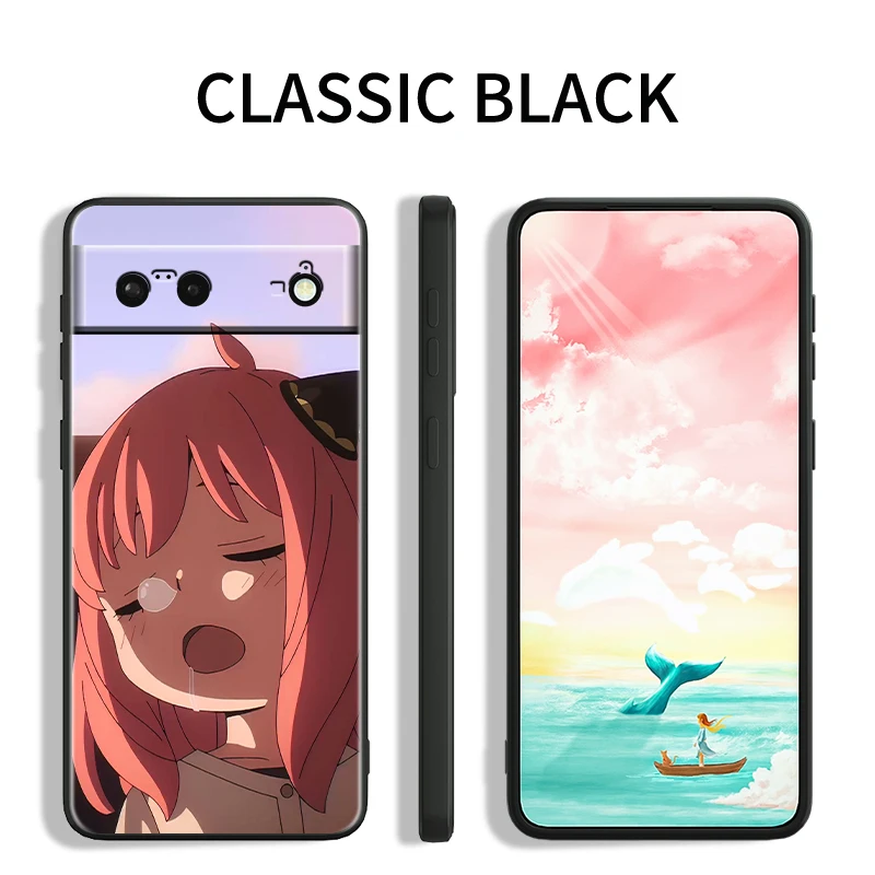 جراب سيليكون أسود لجوجل بيكسل 9 8 7a 7 6a 6 5a 5 4 4a xl