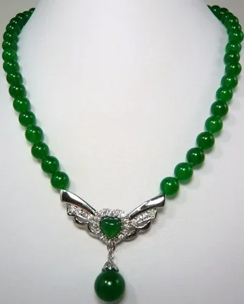 

lady's new 8MM green Jade pendant Necklace