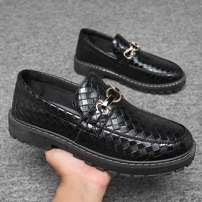 

Мужские кожаные повседневные модельные туфли, лоферы на платформе, без шнуровки, высококачественные туфли на толстой подошве, увеличивающие рост, оксфорды, свадебные туфли