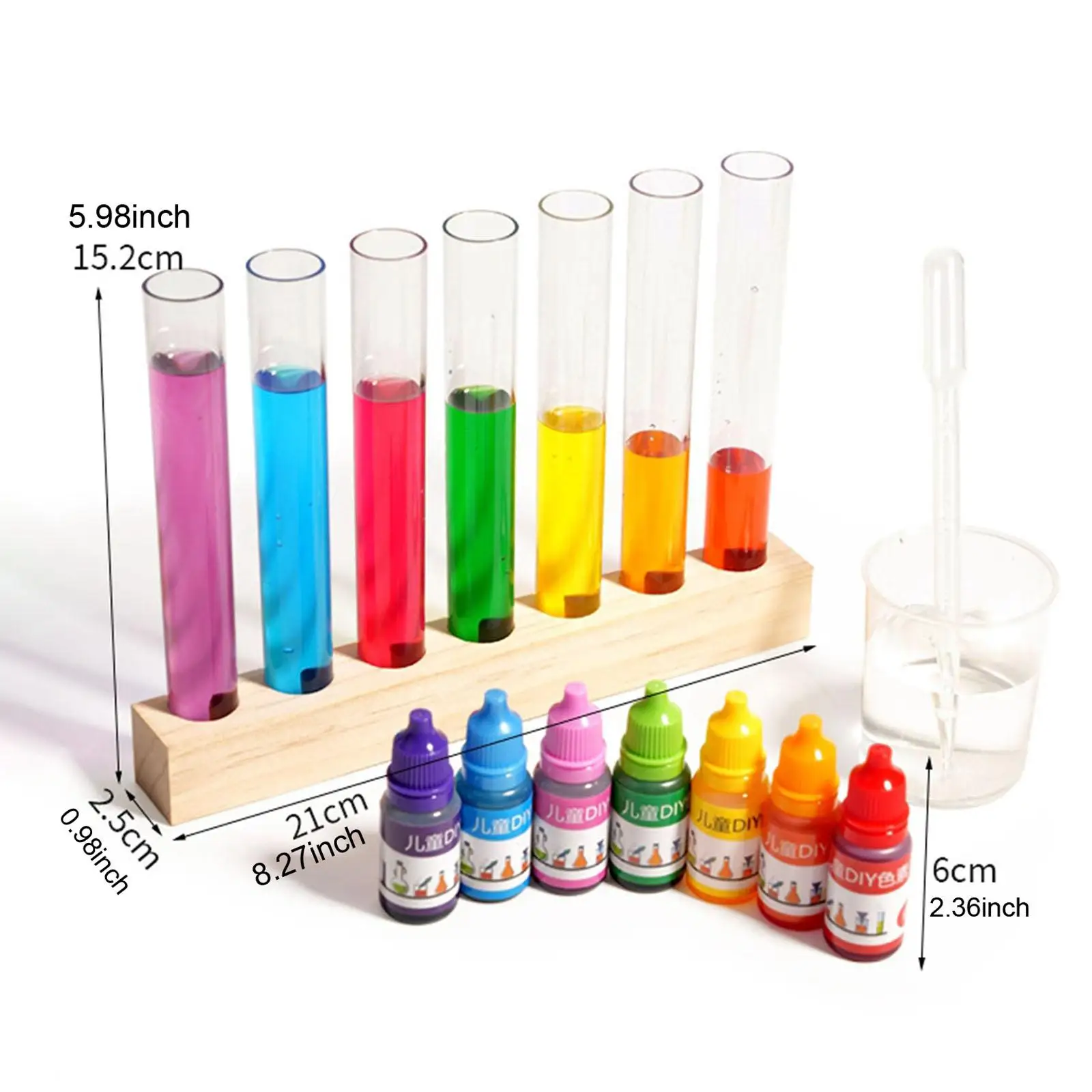 Kit de ciencia química, tubos de ensayo coloridos, juguete de color para niños y niñas de 3 a 12 años