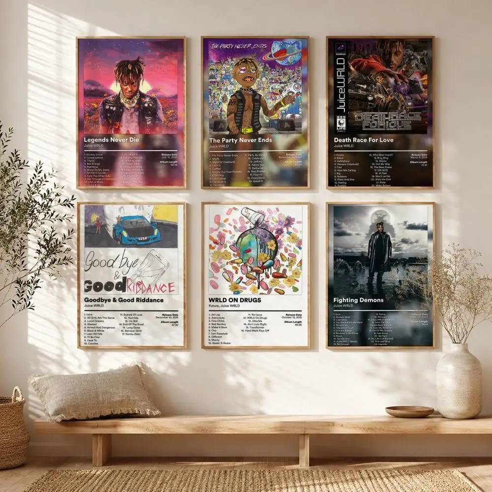 Emo Rap Legend J-Juice WRLD Poster All-match HD Waterproof Self-Adhesive Wall Art Sticker For Home Bedroom