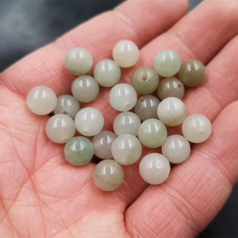 

50pcs Raw Stone Mining and Polishing Jade DIY Jewelry Accessories Pure Tianshan Round Loose Beads Blue and White Jade Beads