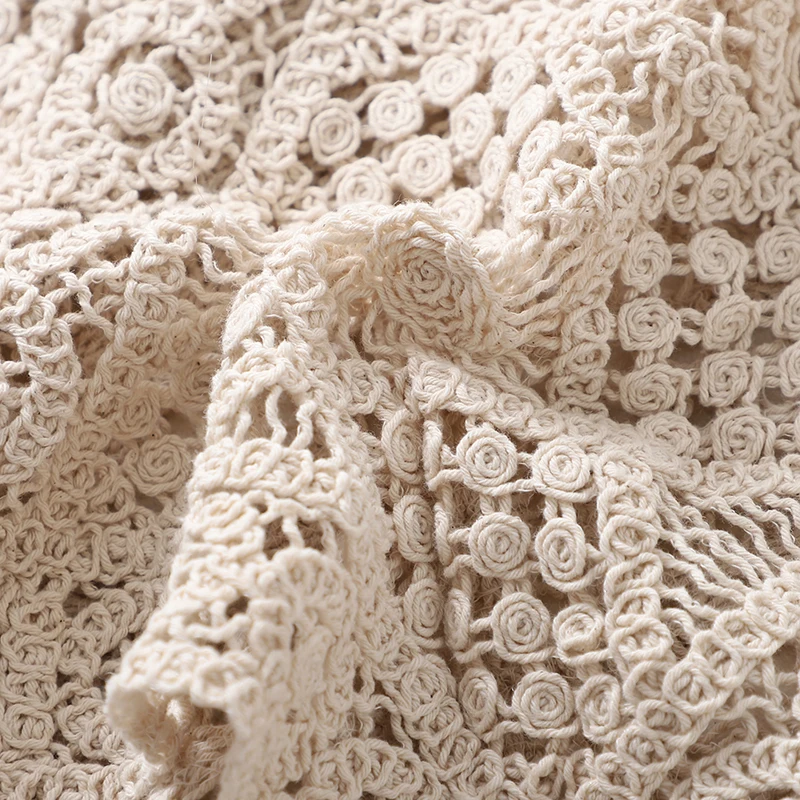 Square Collar Cotton Crochet Tank Top Sexy Knitted Hollow Out Mesh Vest Crop Top Women Femme Vintage Backless Short Tops Female