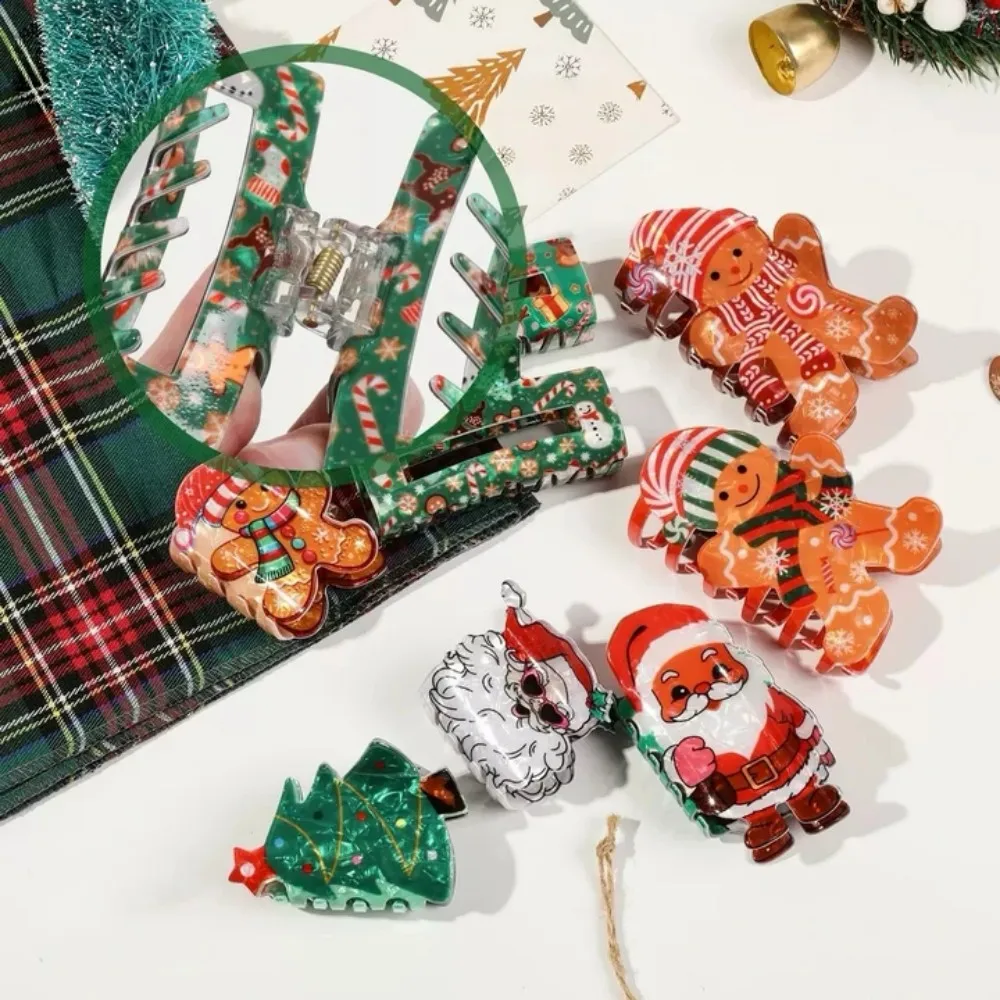 1/2 قطعة الاكريليك عيد الميلاد مشبك شعر مقاطع للنساء ، الزنجبيل رجل تصميم الشعر الفك مقاطع إكسسوارات الشعر هدية عيد دبوس الشعر #3