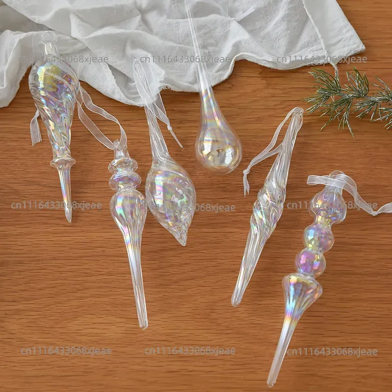 Christmas decoration special-shaped glass ball pendant Christmas tree decoration pendant colorful water drop decoration