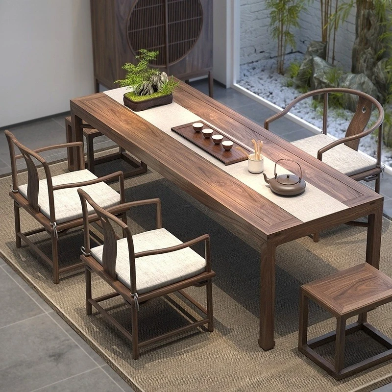 

New Chinese style, old elm, tea table, solid wood, tea table, minimalist