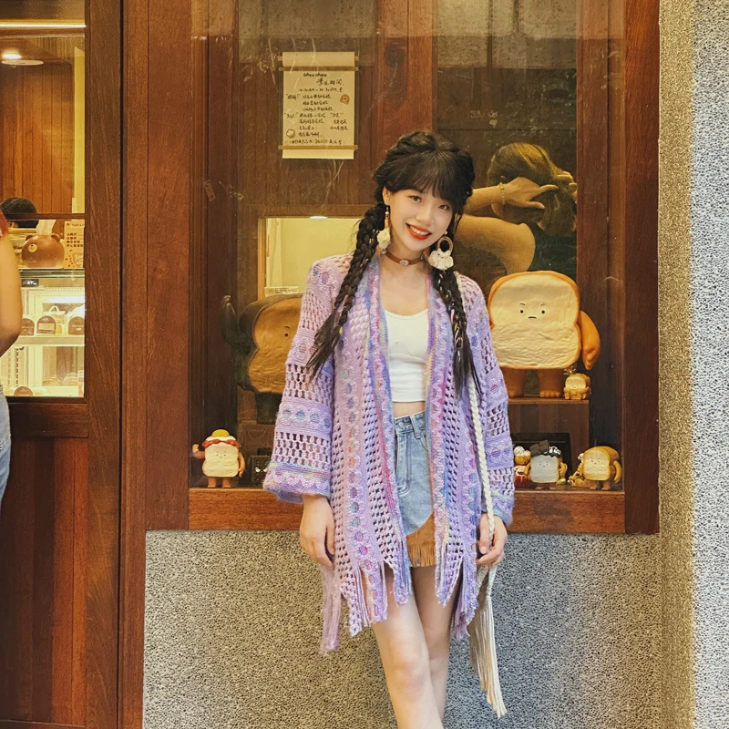 

Женская этническая одежда с кисточками, дорожная одежда, плащ, верхняя одежда, весна-осень, длинный свек, свободный крой из полиэстера