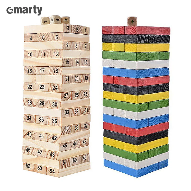 Solid Wood Puzzle Stacked High Stack Tower Drawing Block Children'S Parent-Child Interactive Board Game