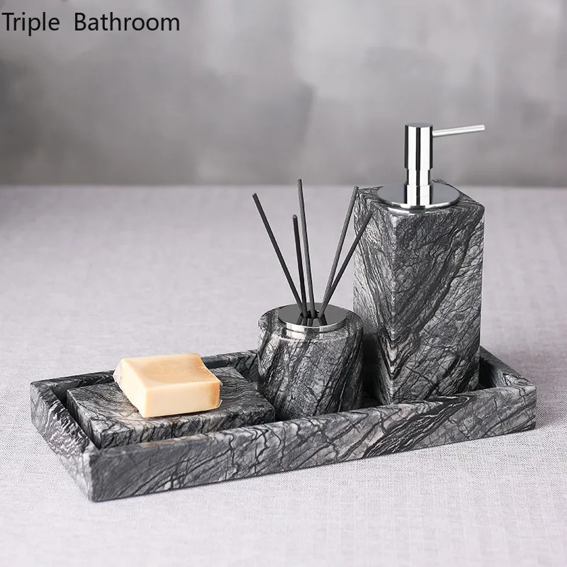 1pc Bathroom Washing Tools Natural Marble Household Soap Dish Toothbrush Holder Mouth Cup Liquid Soap Dispenser Accessories