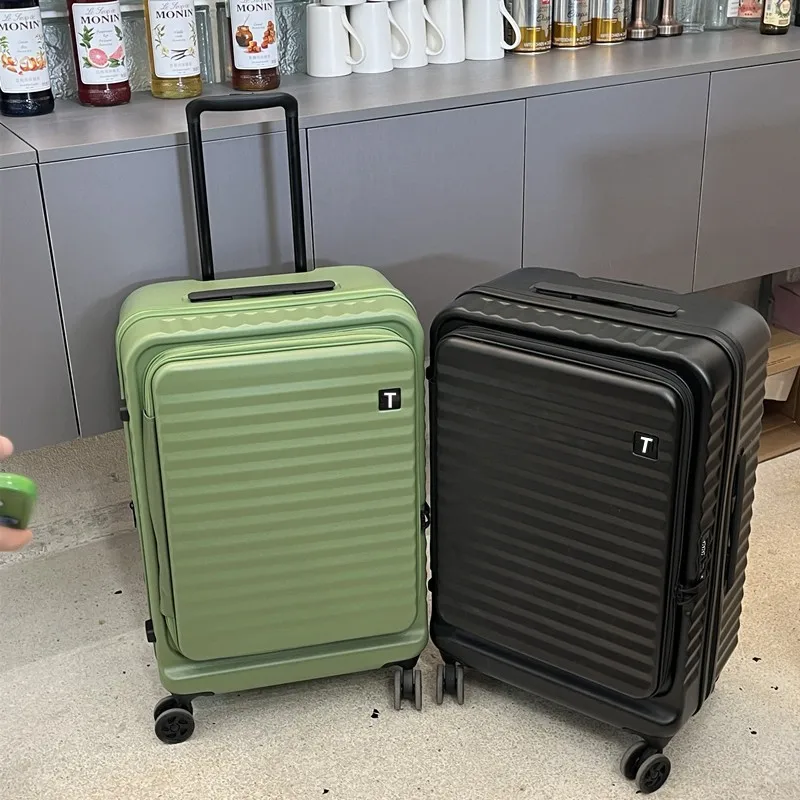 Front Opening Suitcase Rolling Luggage Case Female 20 24 28 inch Universal Wheel Travel Case Expandable Shipping Trolley Case