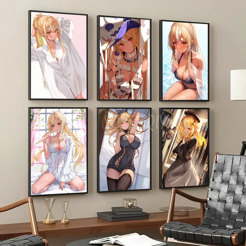 Flare Shiranui Hololive Vtube Game Anime Poster Self-adhesive Art Waterproof Paper Sticker Coffee House Bar Room Wall Decor