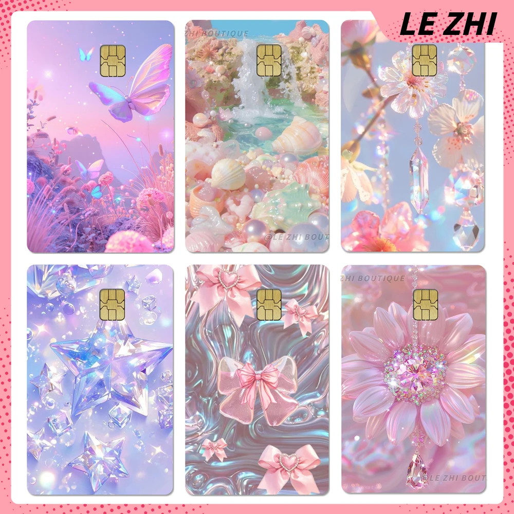 

Romantic Coloured Flowers Plants Diy Cute Waterproof Skin Stickers Bow Pentagram Balloon Whelk Small Chip Credit Card Sticker