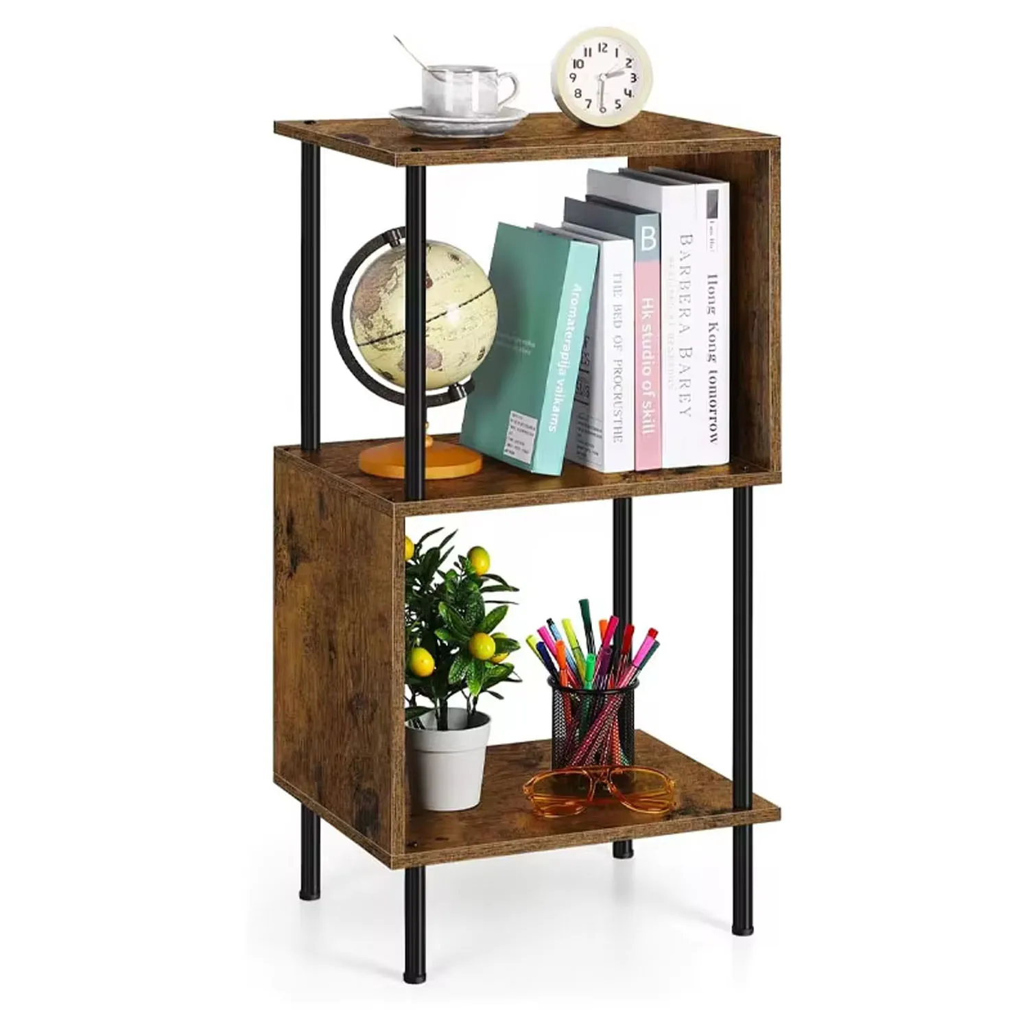 

S-Shaped 3-Tier Bookshelf for Small Spaces - Perfect Bookcase Organizer for Office, Kids, Living Room, Bedroom, and Corners.