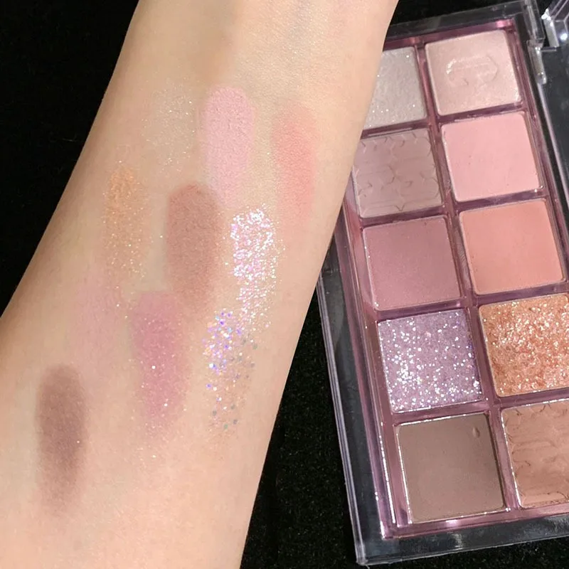 10-Farben-Lidschatten-Palette, niedrige Sättigung, weiche Milchteetöne, natürliche und schimmernde, langlebige, wasserfeste Make-up-Palette