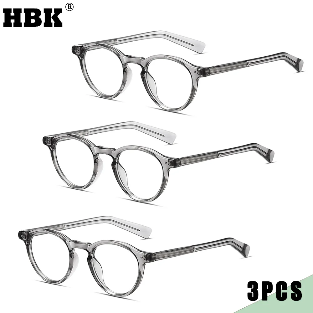 1/2/3 Pcs HBK Wholesale Fashion Men's Anti Blue Light Glasses Tr-90 Round Frame Cellulose Propionate Temple Tips Women Glasses