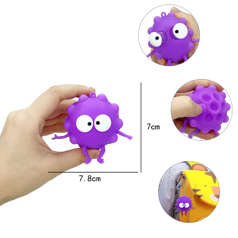 Novel Stress Relieving Toys 3D Silicone Staring Small Coal Ball Keychain Release Ball Funny Toy Squeeze Toys 1pcs