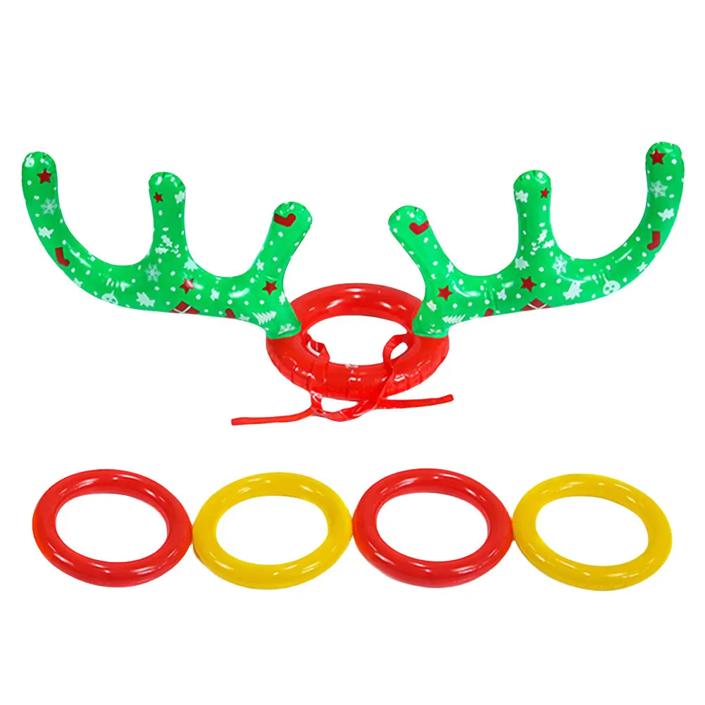 Inflatable Reindeer Antler แหวนโยนเกมคริสต์มาสปาร์ตี้เกม Inflatable Reindeer Antler หมวกแหวนสําหรับเด็กผู้ใหญ่ครอบครัว