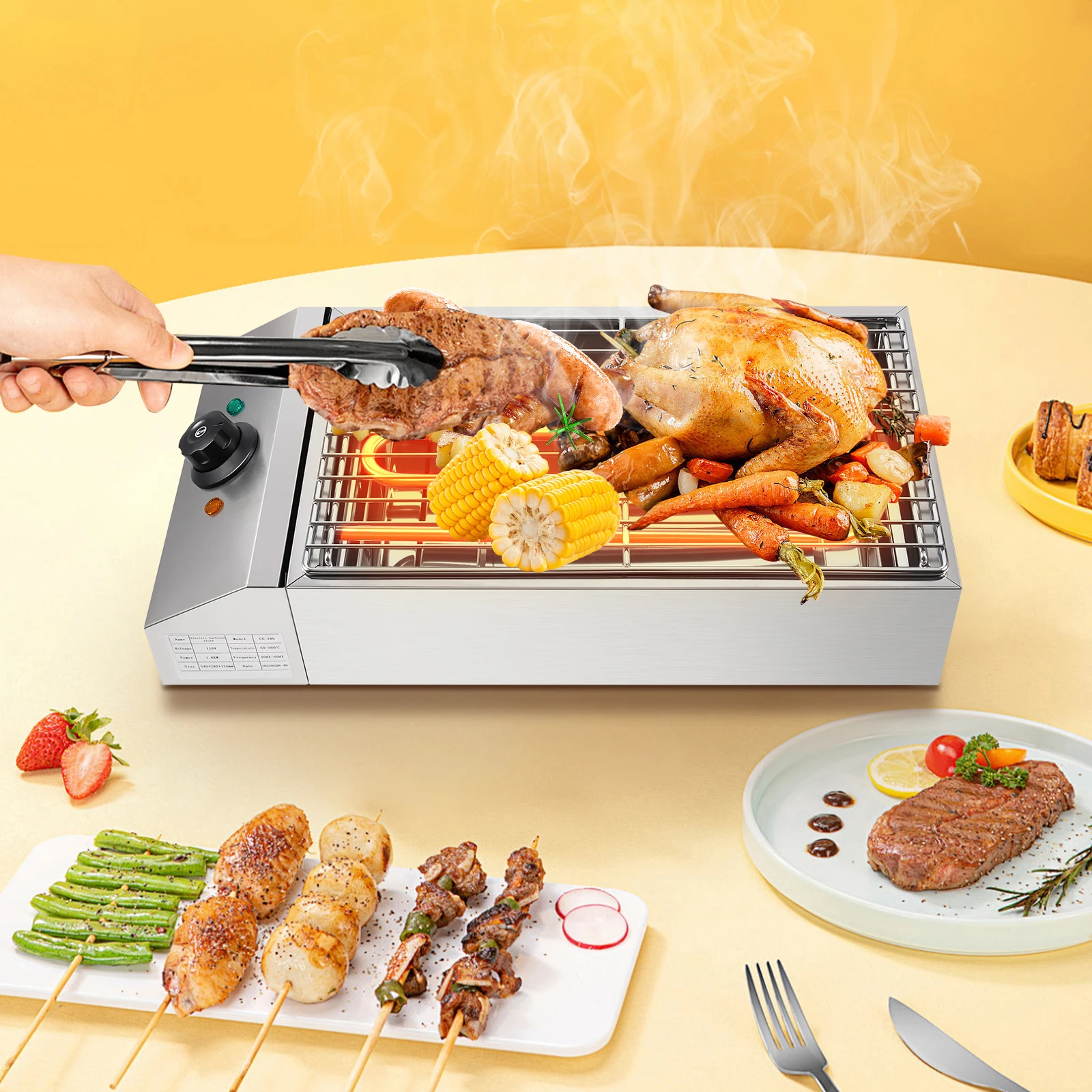 Sweetmile Electric Barbecue Machine Smokeless Griddle Portable BBQ Grill Indoor/Outdoor Barbecue Plate Commercial/Household