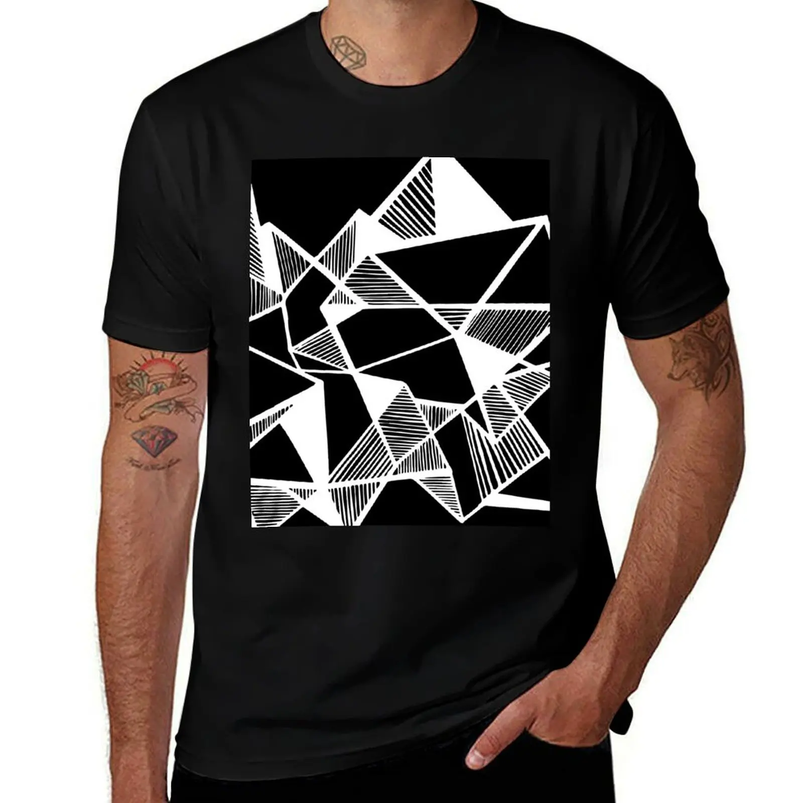 

Black and white Geometric Abstract T-Shirt t shirts for man graphic vintage cotton tshirt 100% graphic t shirts for man T-shirt