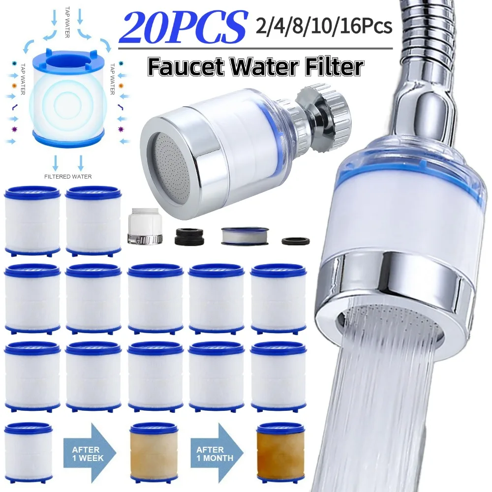 2-20PCS Faucet Filter Element Water Purifier Filter For Shower Filtration Kitchen Bathroom Remove Chlorine Splash Faucet Adapter