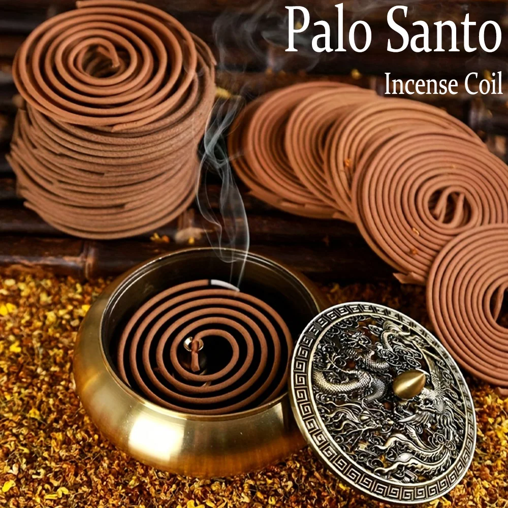 Palo Santo Flavored High-Quality Classic Spiral Incense, 6.3cm Diameter, Purely Handmade Incense, Made Using Ancient Methods, with a Rich, Natural Fragrance, Long-Lasting Scent, Portable Packaging, Convenient for Taking on the Go, Suitable for Home and Outdoor Use