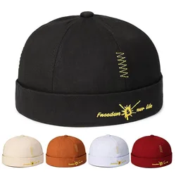 Cappello a cupola Vintage berretto da uomo in tinta unita berretto da uomo con ricamo cappello Docker berretto Hip Hop regolabile per donna uomo berretto con teschio senza tesa