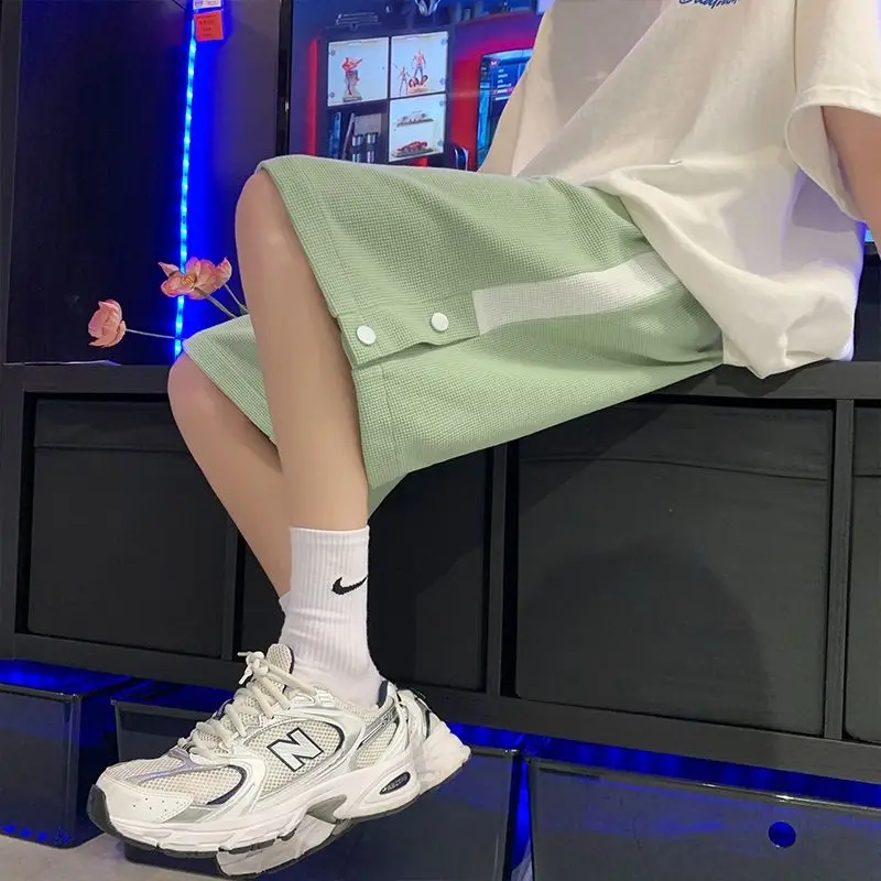 Double breasted Casual Sports Shorts for Men's 2023 Summer New Student Korean Loose Fitting Work Pants Trend