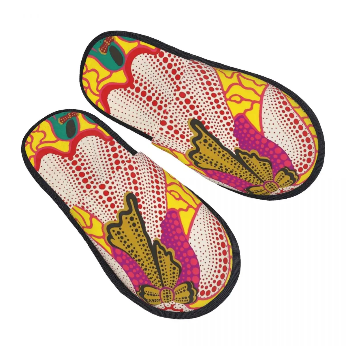 مخصص طباعة يايوي كوساما الفنان شبشب منزل دافئ دافئ مضحك سعيد اليابانية الفن رغوة الذاكرة رقيق النعال أحذية الملاعب المغطاة