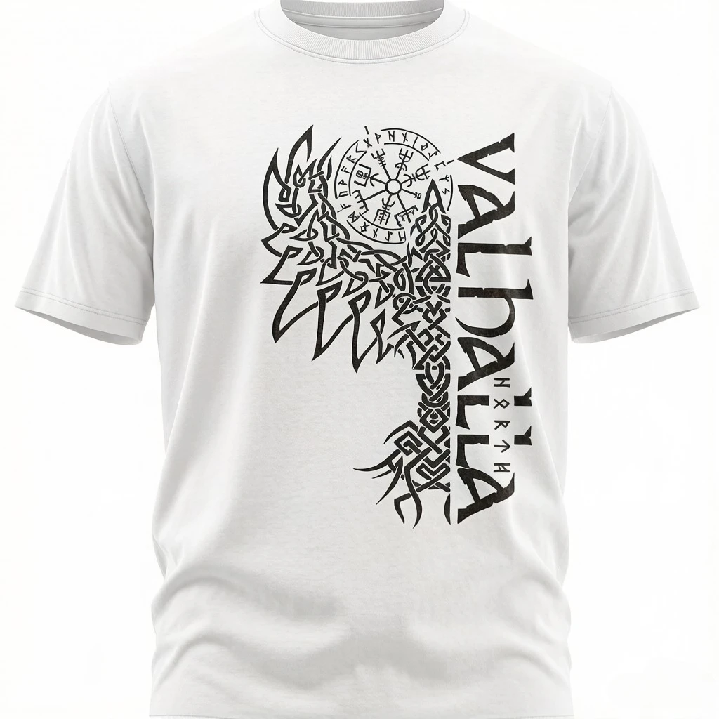 Norse Myth Odin Raven Hugin and Munin Valhalla T-Shirt 100% Cotton O-Neck Short Sleeve Summer Casual Mens T-shirt Size
