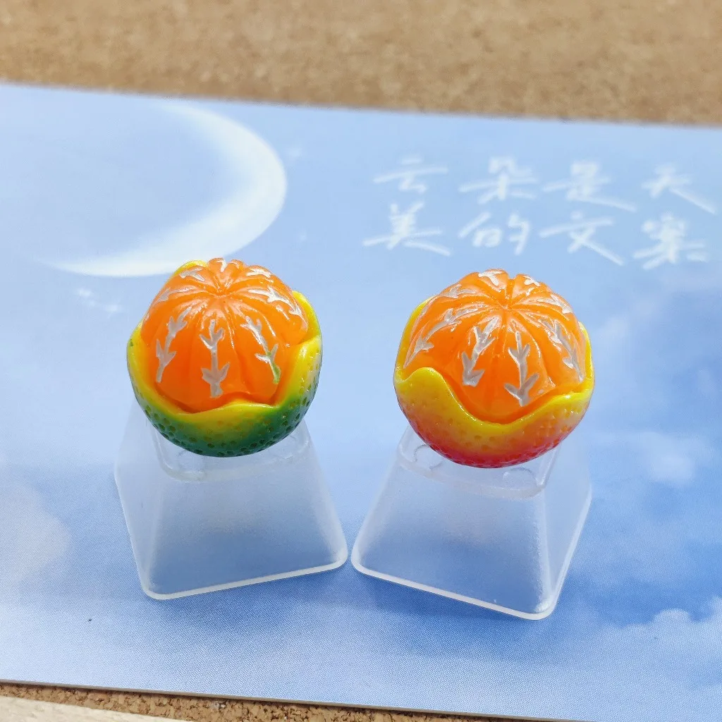 Handmade Creative Translucent Orange Keycaps Personalized Customized Fruit Cherry Axis Keycaps for Mechanical Keyboard