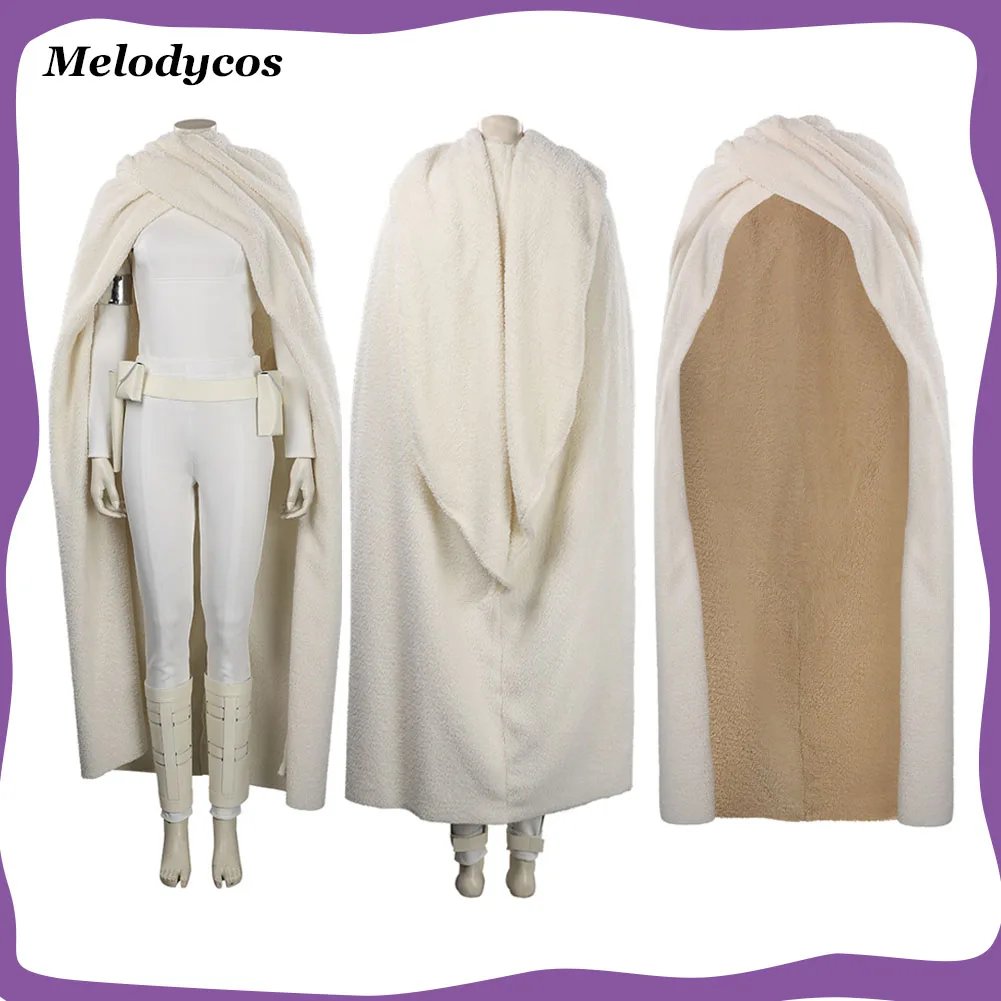 Padme-Cosplay de Naberrie Amidala, capa Beige, conjunto de cinturón, disfraz para mujer y adulto, traje de Carnaval de Halloween