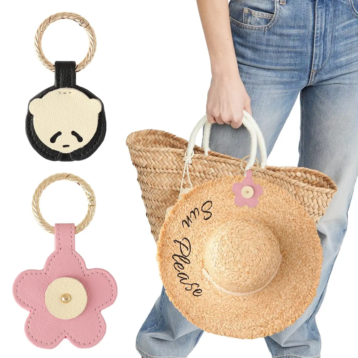 Magnetic Hat Clip for Travel On Bag Backpack Cute Panda PU Leather Hat Holder Hands-free Magnet Hat Keeper Clip for Handbag