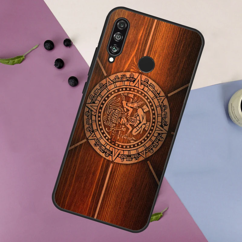 Mayan Calendar Wood Pattern Case For Huawei Mate 60 Pro P60 P40 P30 Lite Nova 5T 3i 8i 11i Nova 9 10 SE Y60 Y61 Y70 Y90