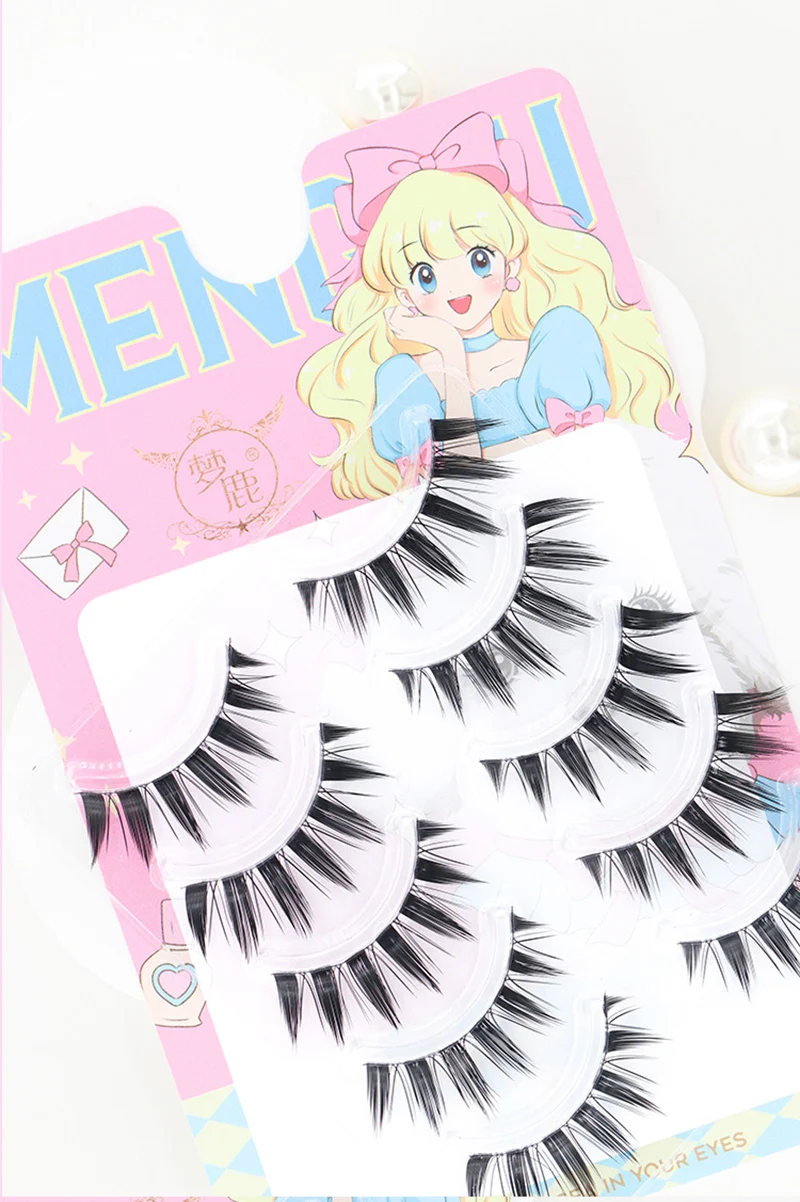 Neue Puppe Wimpern Verlängerung Natürliche Cat Eye Falsche Wimpern Cosplay Make-Up Cross Streifen Wimpern Handgemachte Manga Anime Lash – Detail 8