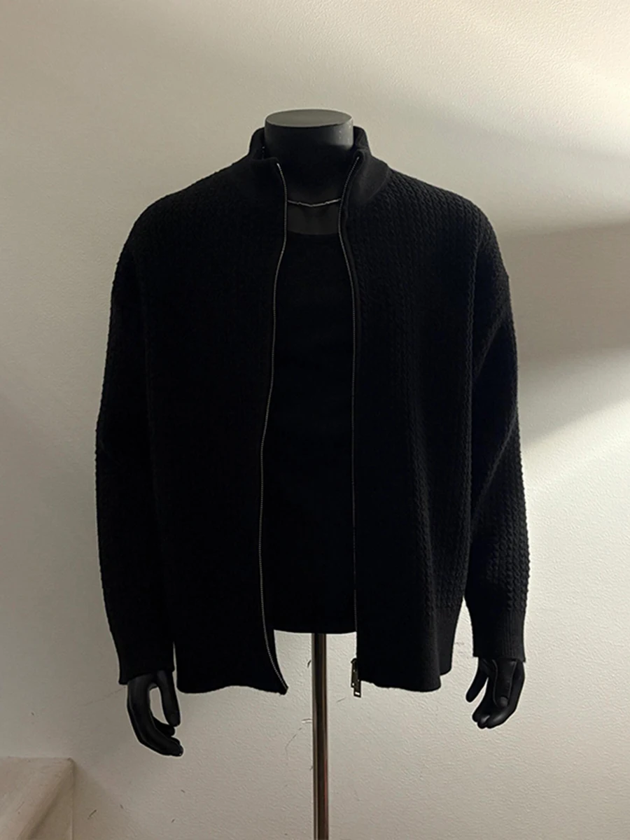 

Bla Stripe Collar Sweater Cardigan Men's Autumn Winter Sle Cleanfit Warm Knitted Lazy Sle Yarn Coat Loose Fit Polyester...