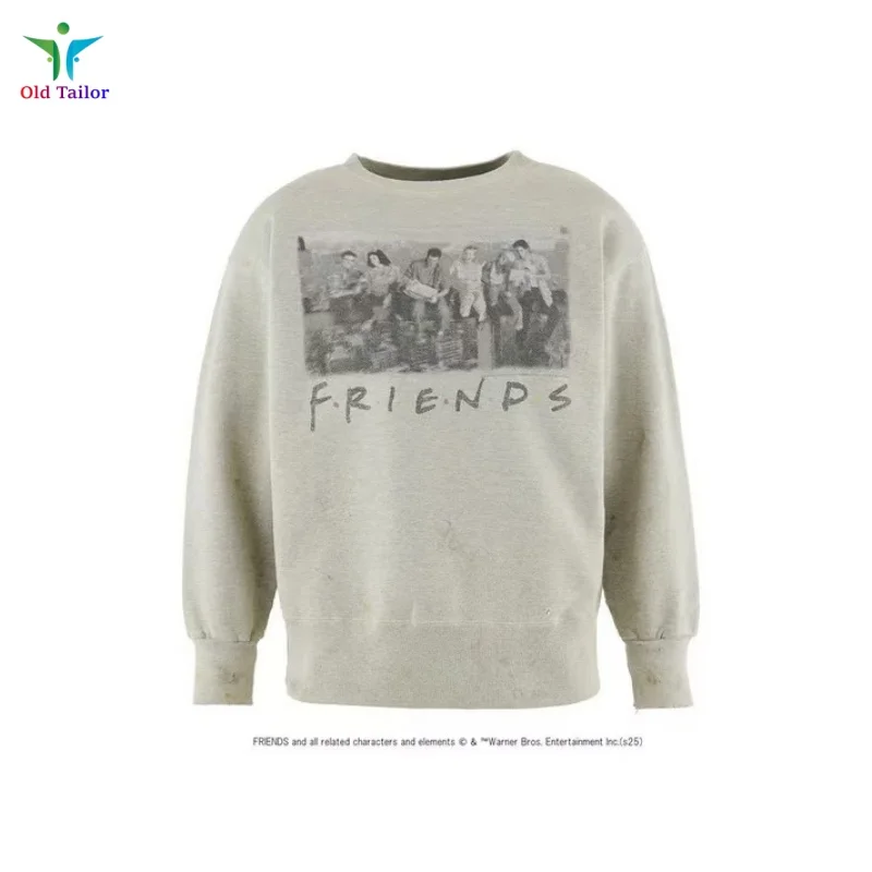 SAINT Old Friends رمادي جولة الرقبة أحدث الرجعية الرجال النساء الخريف الشتاء قسم سميك البلوز البلوز