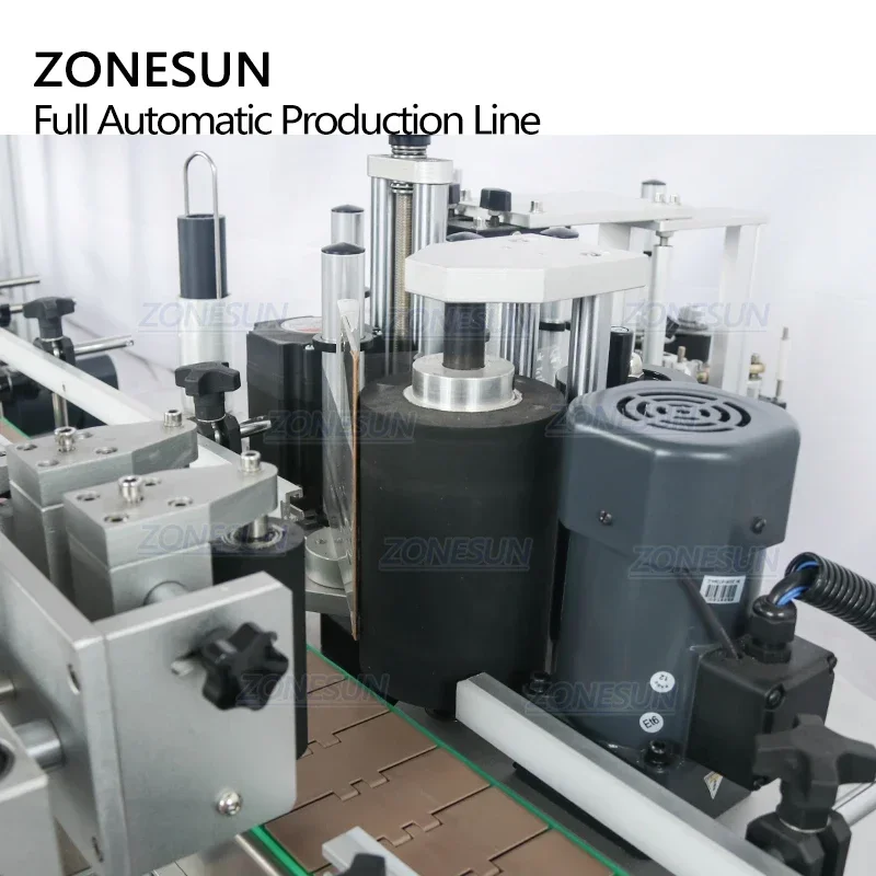 Zonesun desktop totalmente automático 4 bocal tinta gel líquido redondo pet garrafa enchimento tampando máquina de rotulagem linha com tampa alimentador