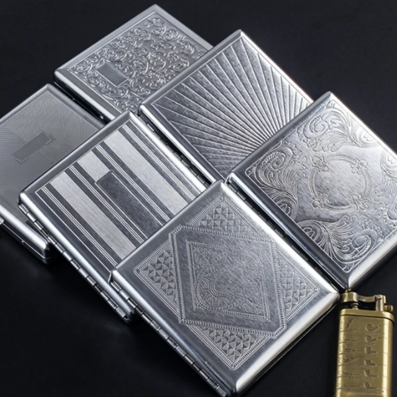 

20-Cigarette Capacity Metal Cigarette Case, Portable Smoking Accessories Storage Holder Durable Men’s Gift for Daily Carry