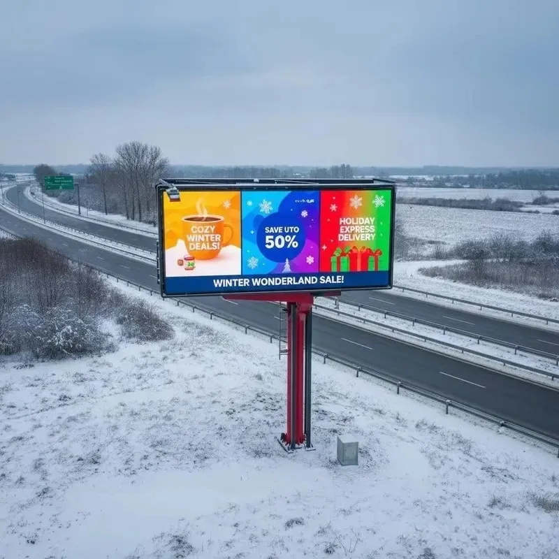 Outdoor Fixed Double Sided LED Billboard IP67 Cold Winter Display Advertising Digital Signage for Highways