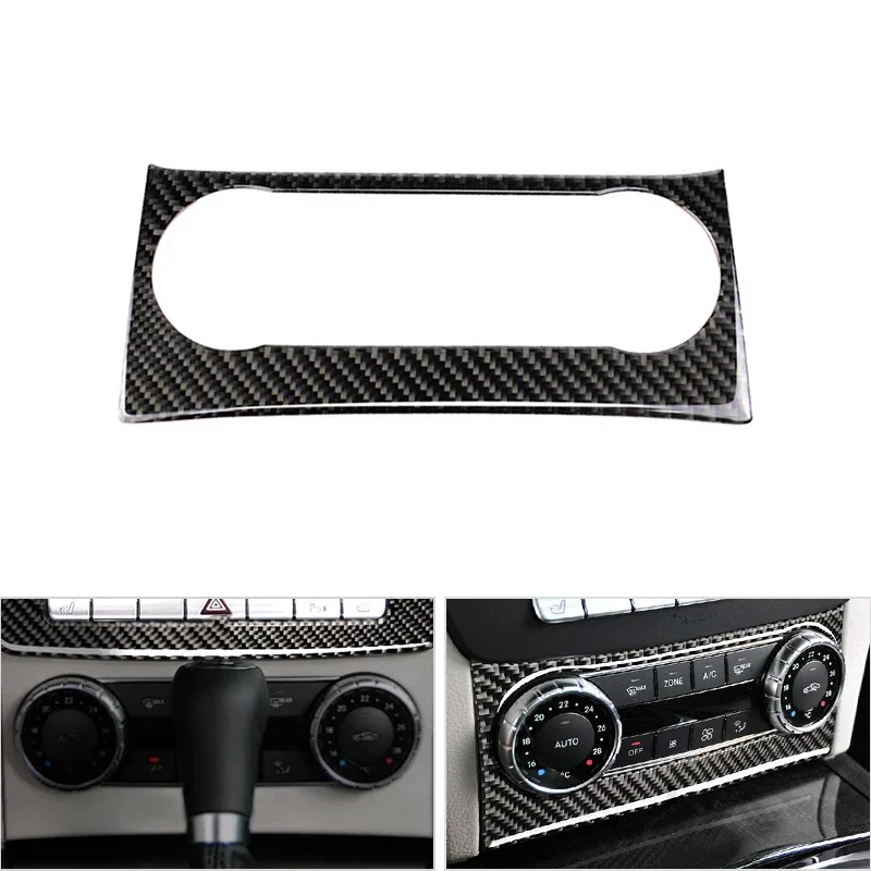 Car Real Carbon Fiber Air Conditioning Outlet Audio Control Frame Cover Trim For Mercedes Benz C Class W204 2010 2011 2012 2013