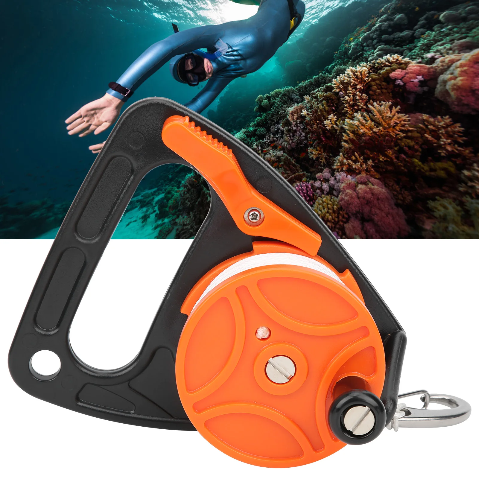 ZK30 150ft Diving Line Reel Diving Equipment with Handle Card Position PP Rope Combinationorange