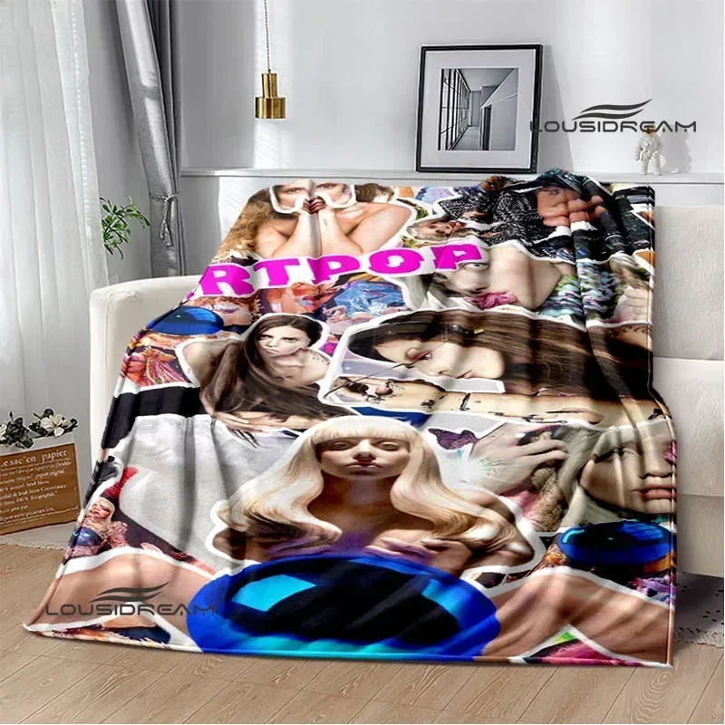 بطانية من الفانيلا مطبوعة من Star Lady Gaga ، بطانية ناعمة ومريحة ، للسفر المنزلي ، بطانات سرير ، هدية عيد ميلاد #3