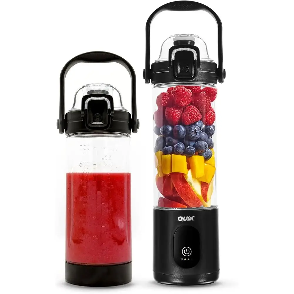 

Portable 24oz Blender - Personal Smoothie Maker, Ice Crushing, Dishwasher Safe, Waterproof, Triple Battery Juicer Cup, Black