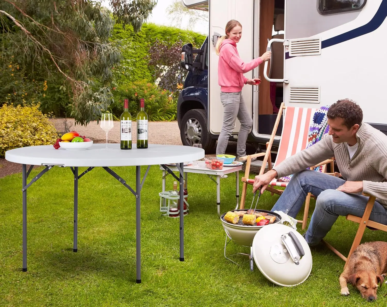 Folding Table, Indoor Outdoor Portable Plastic Dining Card Table Utility Table for Camping Dining Event Party,, Customized