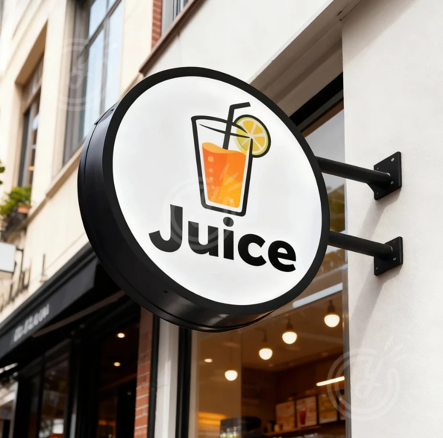 لافتة خارجية مستديرة مخصصة مزدوجة الجوانب وصندوق مضيء وشعار منقوش على شكل دائرة إعلان مقهى خفيف للأعمال